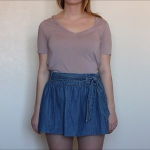 Denim Tie Waist Skirt